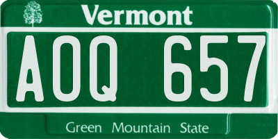 VT license plate AOQ657