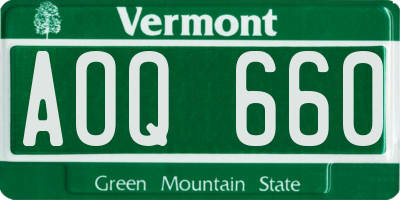 VT license plate AOQ660
