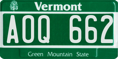 VT license plate AOQ662