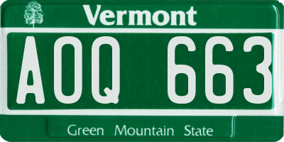 VT license plate AOQ663