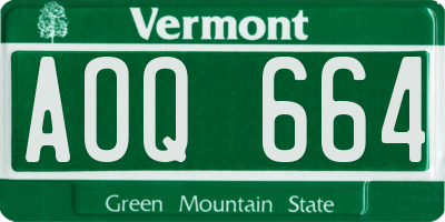 VT license plate AOQ664