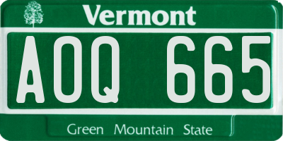 VT license plate AOQ665