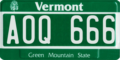 VT license plate AOQ666