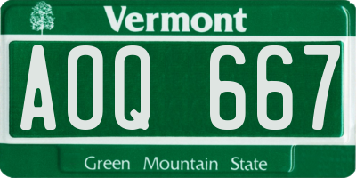 VT license plate AOQ667