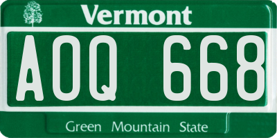 VT license plate AOQ668