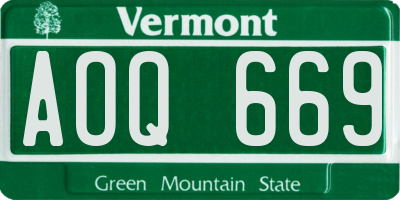 VT license plate AOQ669