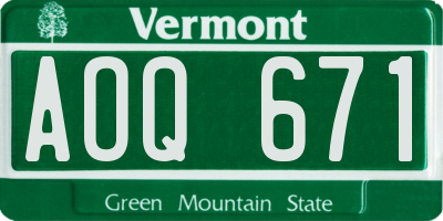 VT license plate AOQ671