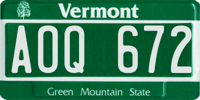 VT license plate AOQ672