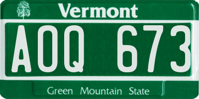 VT license plate AOQ673