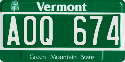 VT license plate AOQ674