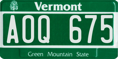 VT license plate AOQ675