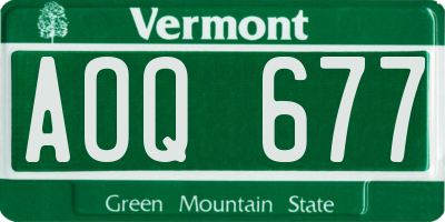 VT license plate AOQ677
