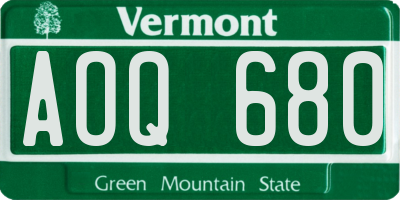 VT license plate AOQ680