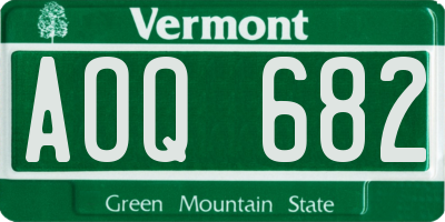 VT license plate AOQ682