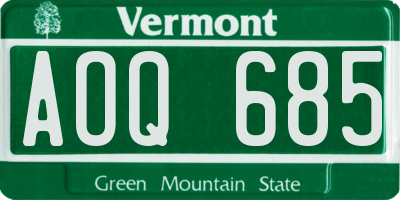 VT license plate AOQ685