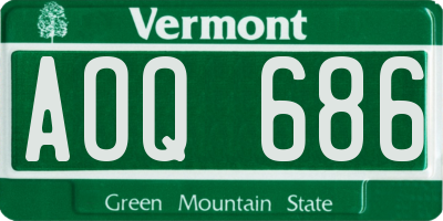 VT license plate AOQ686