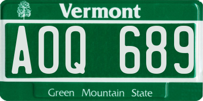 VT license plate AOQ689
