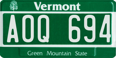 VT license plate AOQ694