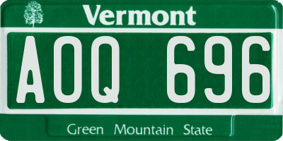 VT license plate AOQ696