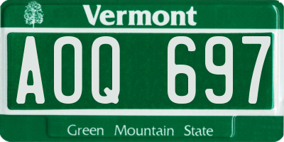 VT license plate AOQ697