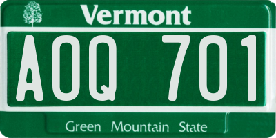 VT license plate AOQ701