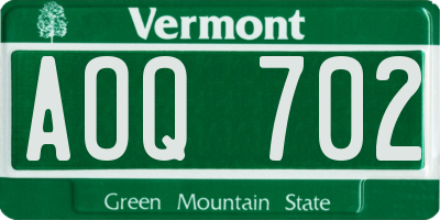 VT license plate AOQ702