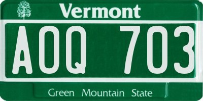 VT license plate AOQ703