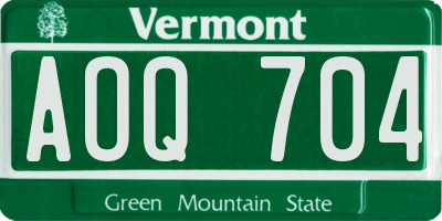 VT license plate AOQ704