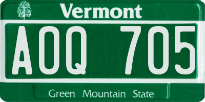 VT license plate AOQ705