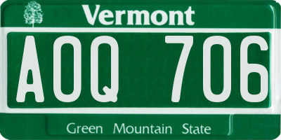 VT license plate AOQ706