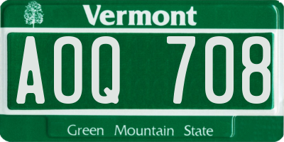VT license plate AOQ708