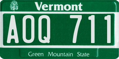 VT license plate AOQ711