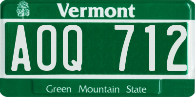 VT license plate AOQ712