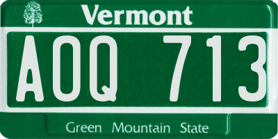 VT license plate AOQ713