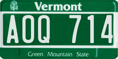 VT license plate AOQ714