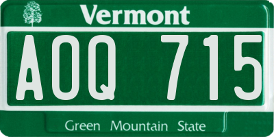 VT license plate AOQ715