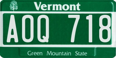 VT license plate AOQ718