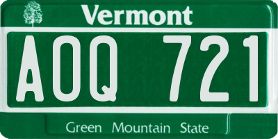 VT license plate AOQ721