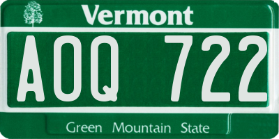 VT license plate AOQ722