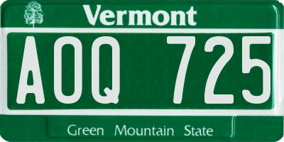 VT license plate AOQ725
