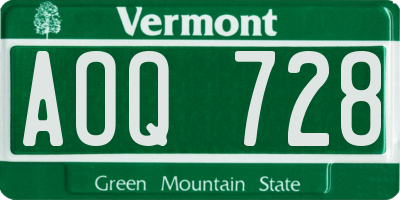 VT license plate AOQ728
