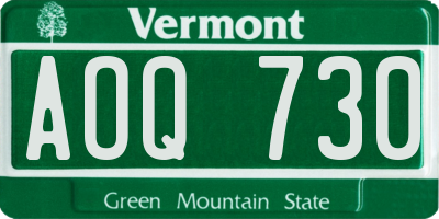 VT license plate AOQ730