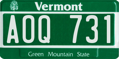VT license plate AOQ731