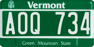VT license plate AOQ734