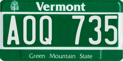VT license plate AOQ735