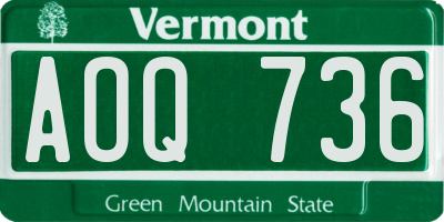 VT license plate AOQ736
