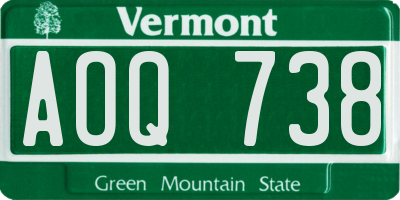 VT license plate AOQ738