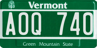VT license plate AOQ740