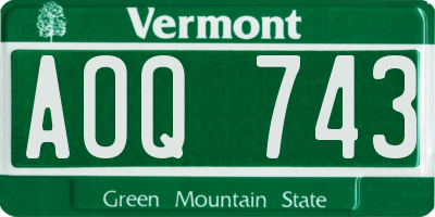 VT license plate AOQ743