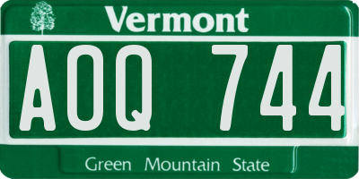 VT license plate AOQ744